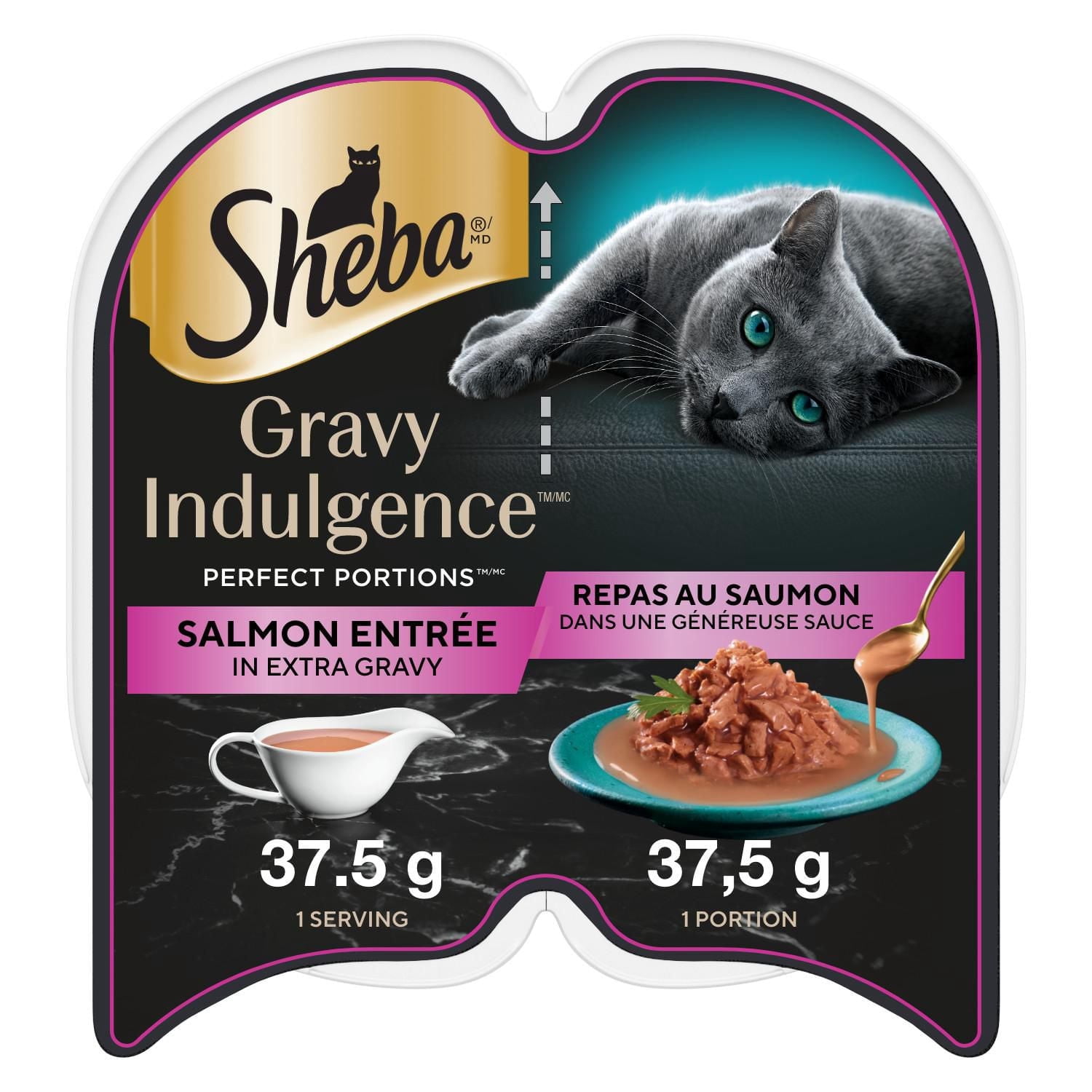 SHEBA GRAVY INDULGENCE PERFECT PORTIONS Adult Wet Cat Food Salmon Entrée in Extra Gravy