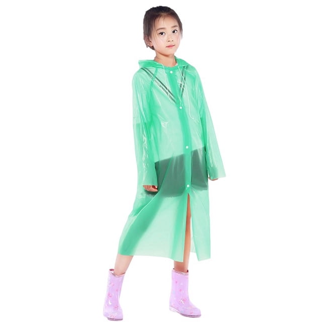 Liyamei Spring Summer And Autumn Boys' And Girls' Plain Color Buttoned Thick Poncho Raincoats Rain Ponchos