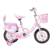 Graflsoa Pink High-Carbon Steel Kids Bike with Safety Backrest, Protective Net, and LED Wheels for Girls Aged 2-10 (14in)