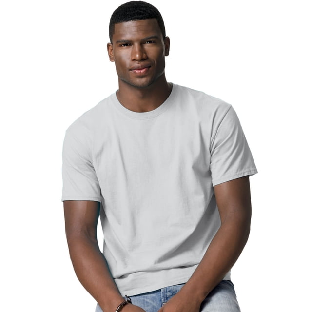 Hanes TAGLESS Men`s T-Shirt - Best-Seller, 4XL, Ash