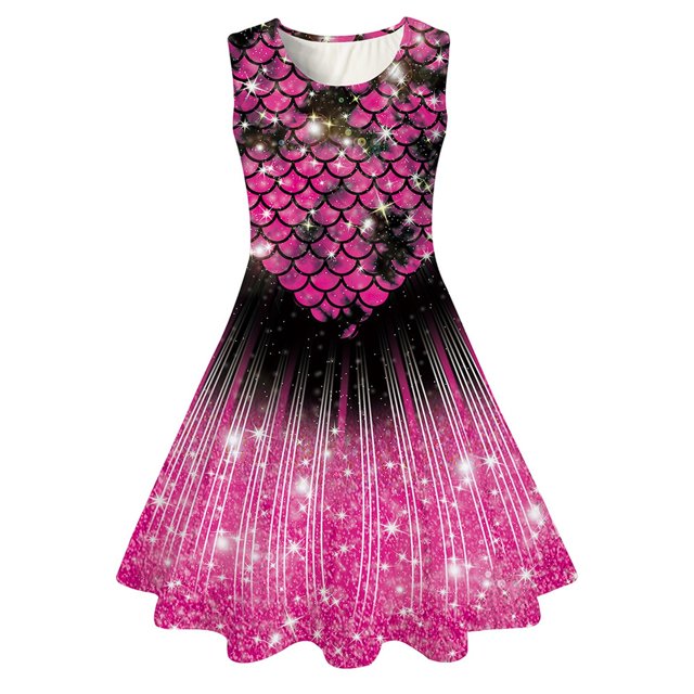 HAJGJP Robe d'Été pour Fille Robe d'Été Sans Manches pour Filles pour Usage Quotidien et Fêtes Gris, 6-7 Ans