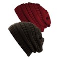 thumbnail image 1 of Tuque Tricotée pour Femmes (Lot de 2) - Bourgogne/brun, 1 of 1