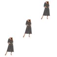 thumbnail image 4 of yingyy 1/2/3 Polyester Robe de Nuit pour Femmes Décontractée de Remplacement Col Rond Manches Longues Double Poche Respirante Peignoir de Maison Vêtement de Nuit Noir P 3 Pcs, 4 of 6