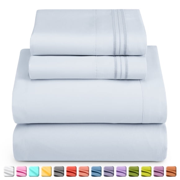 Nestl Ensemble de Draps Cal Très Grand, Ensemble de Draps de Lit 4 Pcs en Microfibre 1800 Series à Poches Profondes