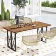 thumbnail image 4 of Costway 67" Patio Rectangle Table Heavy-Duty Acacia Wood Dining Table with Umbrella Hole, 4 of 9