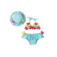 thumbnail image 1 of Gupgi Infant Girl 2 Piece Bathing Suit Flower Halter Neck Swim Tops Ruffle Shorts Sun Hat, 1 of 9