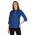 thumbnail image 1 of Inkmeso Stylish Mandarin Collar Top For Women Casual Solid Relaxed-Fit Zipper Front Tunic, 1 of 7