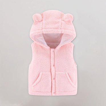 Weiqiqre Girls' Fashion Hoodies & Sweatshirts, Toddler Baby Boys Girls Fleece Vest Sleeveless Button Jacket Fall Hooded Outerwear with Pockets