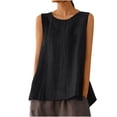 thumbnail image 1 of AherBiu Camisoles pour Femmes Décontractées à Col Rond, Couleur Unie, Sans Manches, Coupe Ample, Fente Latérale, Fluides, Camis, Chemises, Hauts, 1 of 6
