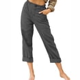 thumbnail image 2 of RKSTN Womns Pants Casual Solid Color Pockets Buttons Elastic Waist Comfortable Straight Pants Lightweight Soft Workout Pants, 2 of 5