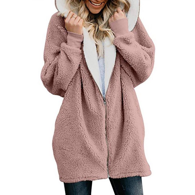 Manteau Cardigan à Capuche Zippé Surdimensionné pour Femmes avec Poche