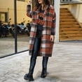 thumbnail image 5 of Women's Long Plaid Flannel Shirts Shacket Plus Size Long Sleeve Oversized Button Shirt Fall Spring Trench Coat with Pockets Orange M, 5 of 5