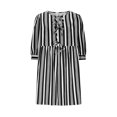 thumbnail image 3 of yoeyez Robes d'Été pour Femmes 2025 Maxi Mignon Manches Bouffantes 3/4 Rayé Nœud Papillon Mini Robe Soleil Col Ras du Cou Décontractée Robes Babydoll Ample Fluide Robe de Plage Noir,m, 3 of 5