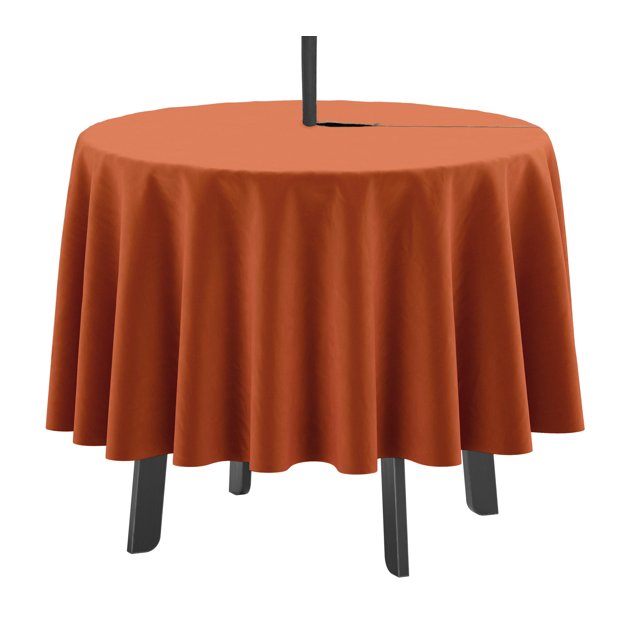Vargottam Indoor/Outdoor Round Tablecloth 58 Inch Round Tablecloth with Umbrella , Waterproof Zippered Patio Table Cloths, Spring/Summer Table Covers for Backyard Circular Table/BBQs/Picnic - Orange