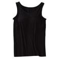 thumbnail image 1 of MIASHUI Camisoles pour Femmes avec Soutien-Gorge Intégré Été Décontracté Col Rond Sans Manches T-Shirt,Noir,TG, 1 of 4