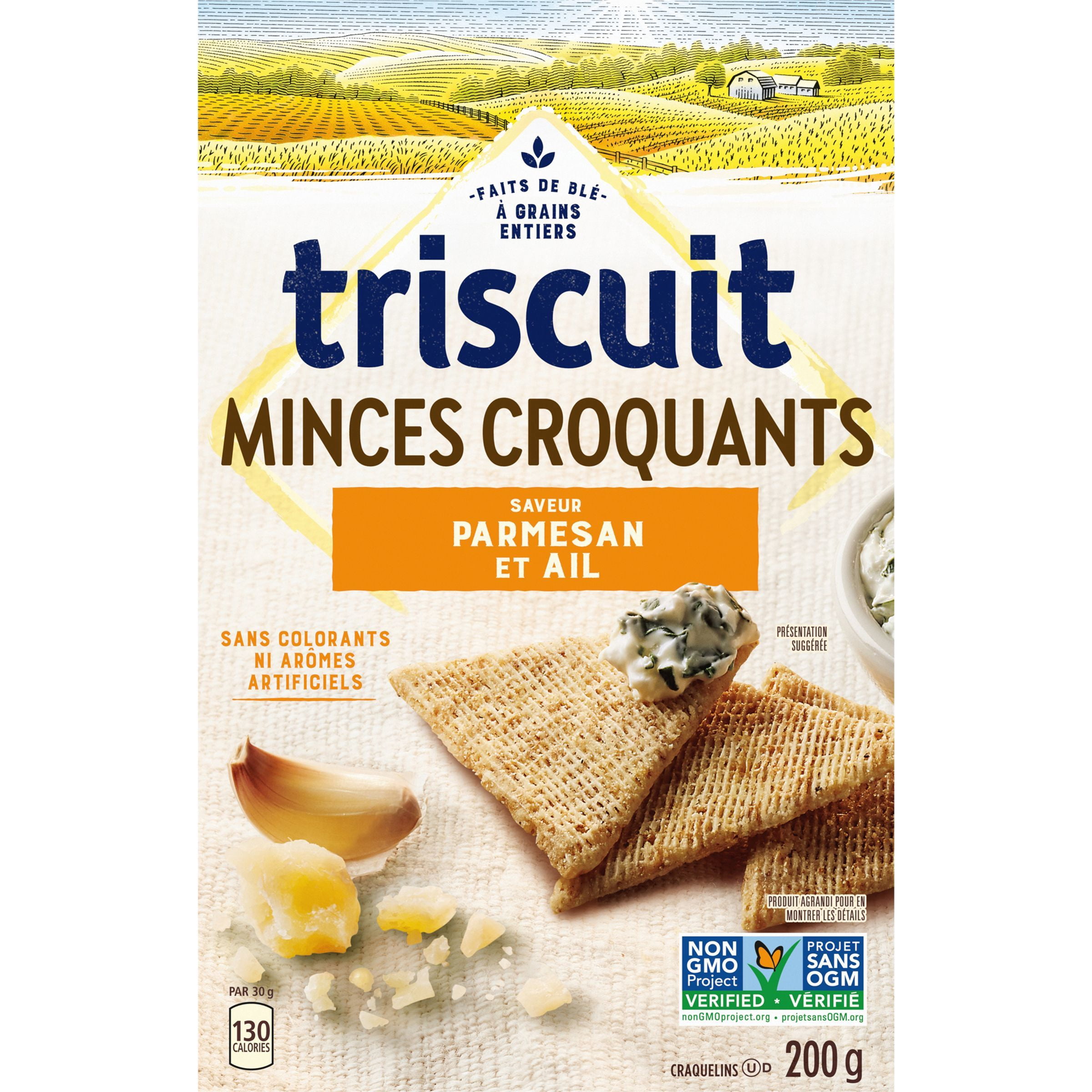 TRISCUIT minces et croquants, à saveur de parmesan et ail craquelins