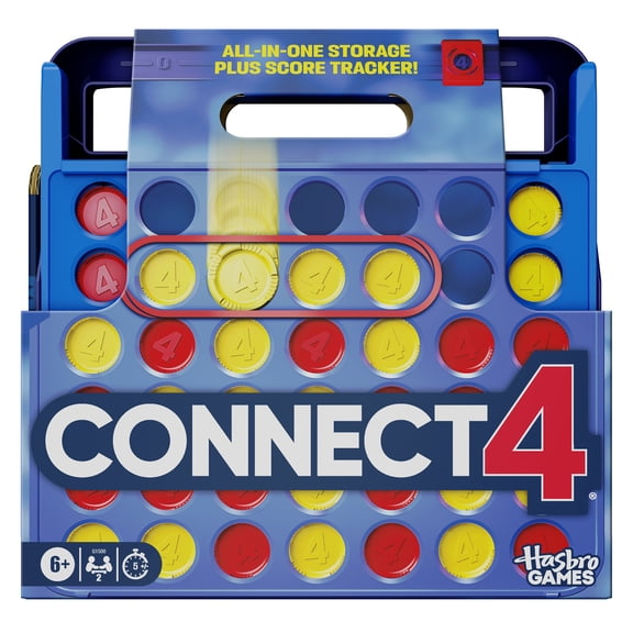 Officiel Hasbro Games Connect 4, jeu avec rangement tout-en-un, compteurs de points, jeux pour enfants, dès 6 ans