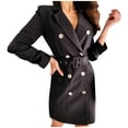 thumbnail image 1 of WEIYLL Womens Fleece Jackets Double Long Sleeve Belt Dress Solid Color Mid Length Black Winter Coats Size L, 1 of 6