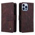 thumbnail image 3 of Case for iPhone 13 Pro Cover Zipper Pocket Wallet Case Magnetic Protective - Braun, 3 of 5