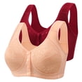 thumbnail image 1 of Posijego 2 Pack Womens Front Closure Bras Plus Size Wireless Bra Push up No Underwire Everyday Bra Multipack, 1 of 2
