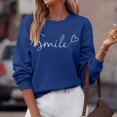 thumbnail image 4 of Chandail pour Femmes Automne Superposition Haut Col Rond Chandail à Rayures Manches Longues Hauts Décontractés Tenue de Détente Confortable Chandail de Sport Femme Bleu Marine P, 4 of 7