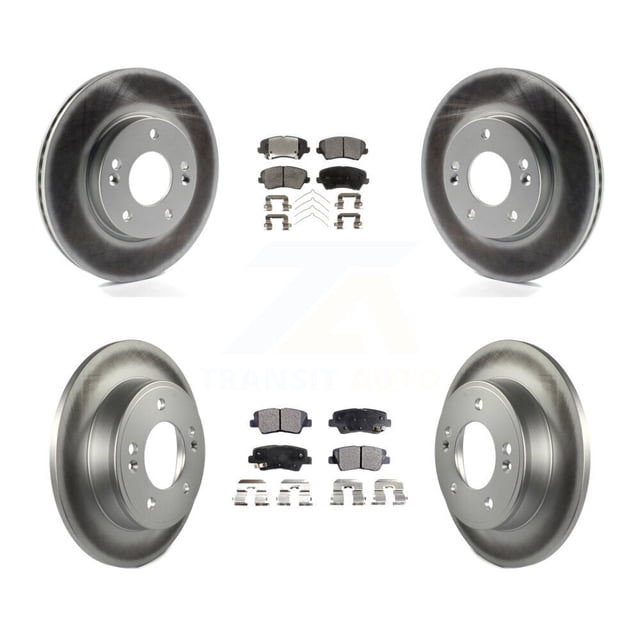 Transit Auto Front Rear Coated Disc Brake Rotors and Ceramic Pads Kit for Car Hyundai Elantra GT Kia Forte Koup KGT-101178