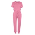 thumbnail image 4 of Yuyuzo Womens Workout Sets 2 Piece Short Sleeve Crew Neck T-Shirts Drawstring Jogger Pants with Pockets, 4 of 5