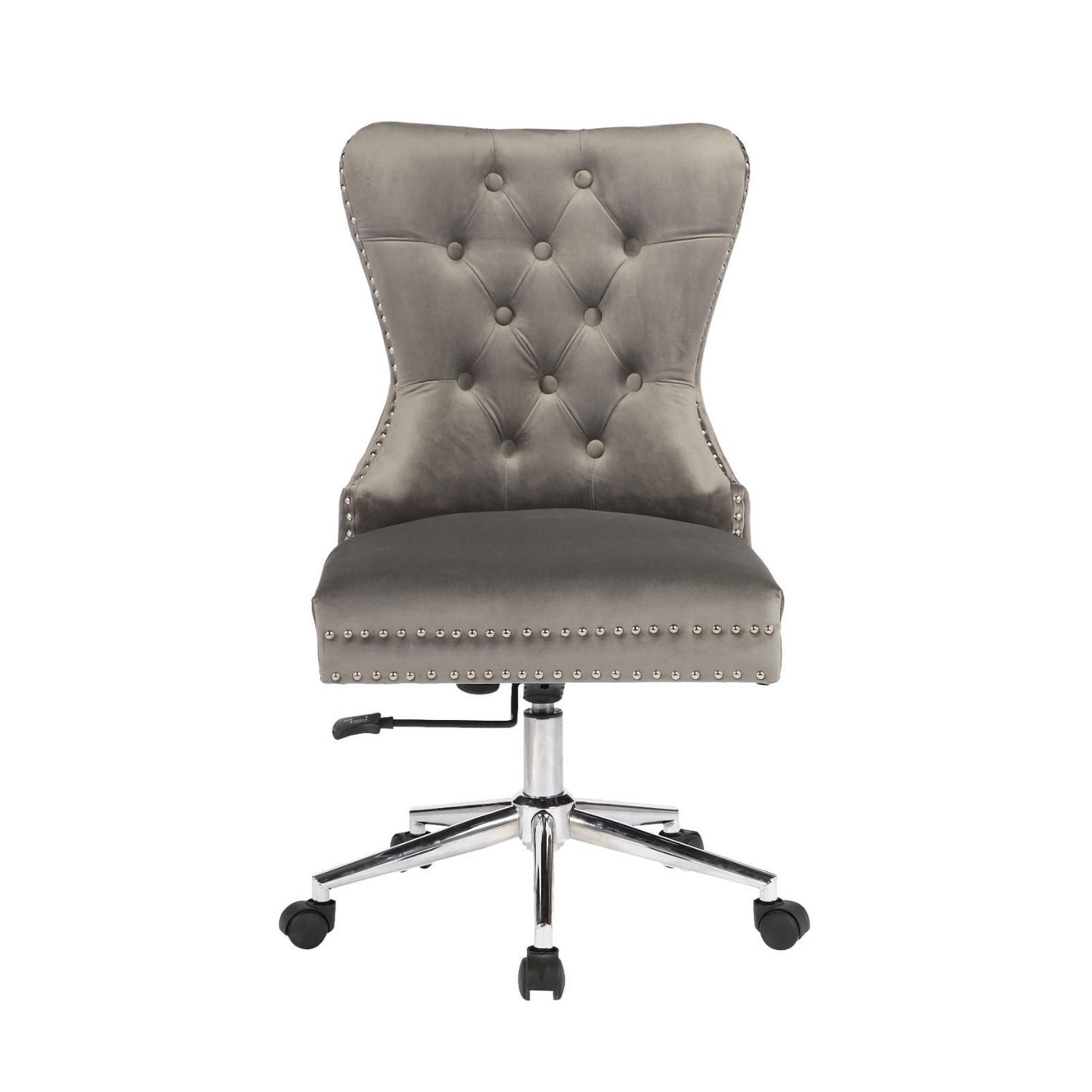 Champagne Office Chair in Grey Velvet, Executive Chair, Computer Chair, Adjustable Office Chair, Vintage Office Chair, Swivel Office Chair for Home