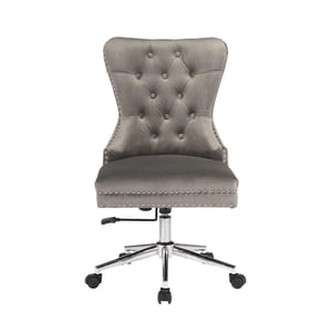 Chaise de bureau de Champagne à Velvet gris, chaise de bureau, chaise informatique, chaise réglable, chaise bureau vintage, chaise Bureau pivotante pour la maison