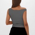 thumbnail image 4 of Plebaso Women's off Shoulder Tops Sleeveless Slim Cropped Tank Tops Ruched Summer Going out Tee Shirts, 4 of 7