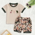 thumbnail image 2 of MIASHUI Ensemble d'Été 2 Pcs pour Garçons T-Shirt à Manches Courtes Imprimé et Shorts, Marron, 2-3 Ans, 2 of 3