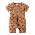 thumbnail image 1 of MIASHUI Toddler Summer Clothes Unisex Baby Boy Girl Rompers Short Sleeve Two Way Zipper Jumpsuits,Brown,0-3 Months, 1 of 3