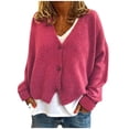 thumbnail image 1 of Cardigan en Tricot Uni à Boutons pour Femme, Veste à Manches Longues, 1 of 1