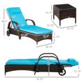 thumbnail image 3 of Outsunny Wicker Patio Lounger Set with Padded Cushions, Brown/Blue, 3 of 10