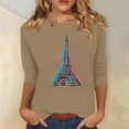 thumbnail image 2 of Pompotops T-shirt Ample Imprimé pour Femme Blouse à Manches 3/4 Col Rond Hauts Décontractés Liquidation, 2 of 4