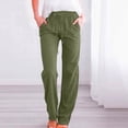 thumbnail image 2 of Timegard Womens Cotton Linen Pants Elastic Waisted Drawstring Straight Leg Solid Color Casual Pants, 2 of 6