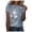 Gris, variante sur T-shirt à Manches Courtes pour Femmes, Mode Été, Imprimé, Col Rond, Coupe Ordinaire
