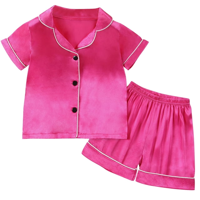 Girls Pajamas Set Soft Silk Satin 2 Piece Pjs Sleepwear for Comfortable Nights