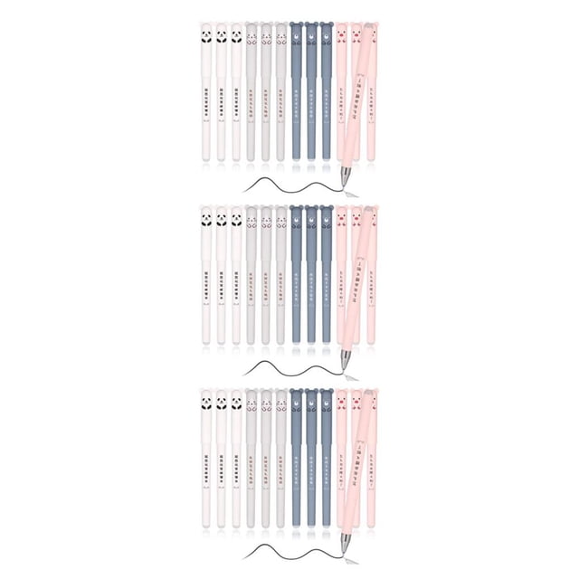 crativent 12 Pcs Stylo à Bille Roulante en PVC avec Mignon Dessin Animé Effaçable et Réécriture Encre Fiable Grand Application Noir 3Ensemble