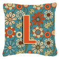 thumbnail image 1 of Carolines Treasures CJ2012-LPW1414 Lettre L Fleurs Rétro Bleu Toile Tissu Coussin Décoratif, 1 of 4