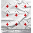 thumbnail image 1 of Soimoi Red Velvet Fabric Butidar Jamdani Printed Fabric 1 Yard 58 Inch Wide, 1 of 2