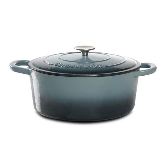 Crock-Pot Artisan 7 Qt Enameled Cast Iron Dutch Oven W/Lid, Slate Grey, Oval