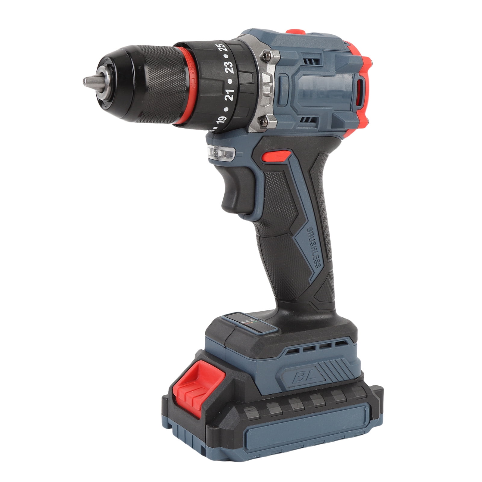 21V Cordless Drill with 25 Torsion Settings, LED Light, 2.0Ah Battery for Home DIY, Torque 45N.m, 1500rpm, 735W Motor Power Electric Power Drill Driver