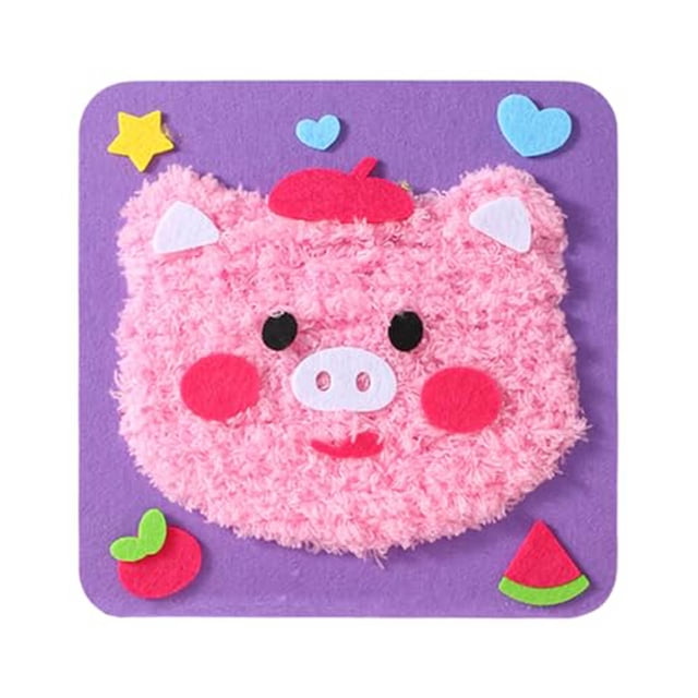DIY Embroidery Doll Set For Kids Sewing Arts And Crafts Kit Easy To Do Cartoon Animal Sewing Projects Yarn Board Animals Stickers Hands On Activities 1pc