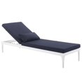 thumbnail image 4 of Modway Perspective Aluminum Patio Chaise Lounge in White and Navy, 4 of 6