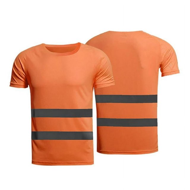 Reflective Safety T-Shirt Security Short Sleeve High Visibility Tees Tops Safe Gear For Road Work Construction Site Fluorescent Green XL Size