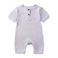 thumbnail image 1 of AherBiu Newborn Onesie Short Sleeve Jumpsuit Baby Clothes Ribbed Button Crewneck Summer Short Rompers Overalls, 1 of 4