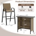 thumbnail image 3 of Costway 3 PCS Outdoor Bar Set Bar Height Table & Armchairs with Footrest 2-Tier Shelf Brown, 3 of 10