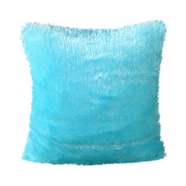 Plush Cushion Cover Sofa Lumbar Pillow Cover Home Decoration Solid Colorful