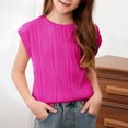 thumbnail image 2 of Timegard Toddler Girls Clothes Cap Sleeve Texture Loose Comfy Top Blouse Solid Color Casual Summer, 2 of 8